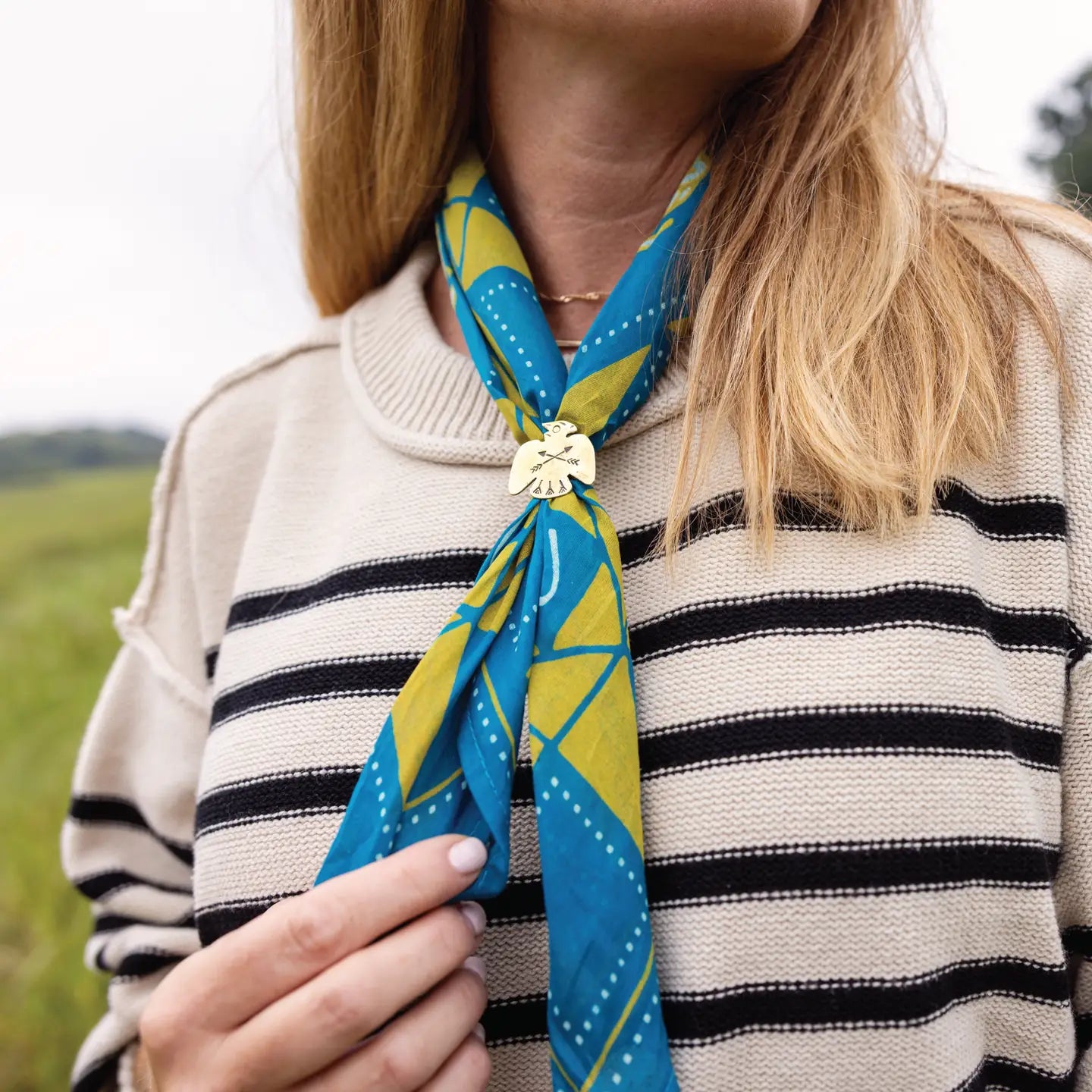 'Love Your Neighbor' | Cotton Voile Bandana in Peacock