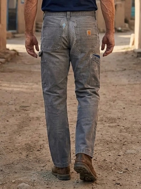 Upcycled Mended Grey Carhartt Pants | Knomad Tiger