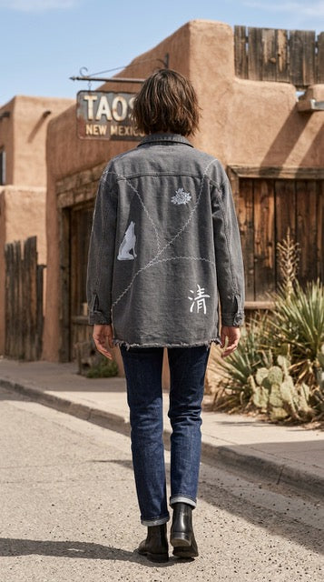 Upcycled Black Washed Denim Shirt | Knomad Tiger