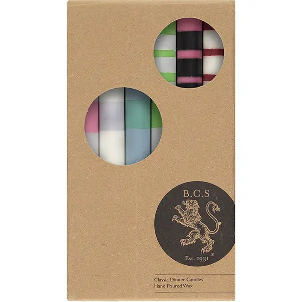 Abstract Striped Mix Pillar Candles # 2 | Box of 6