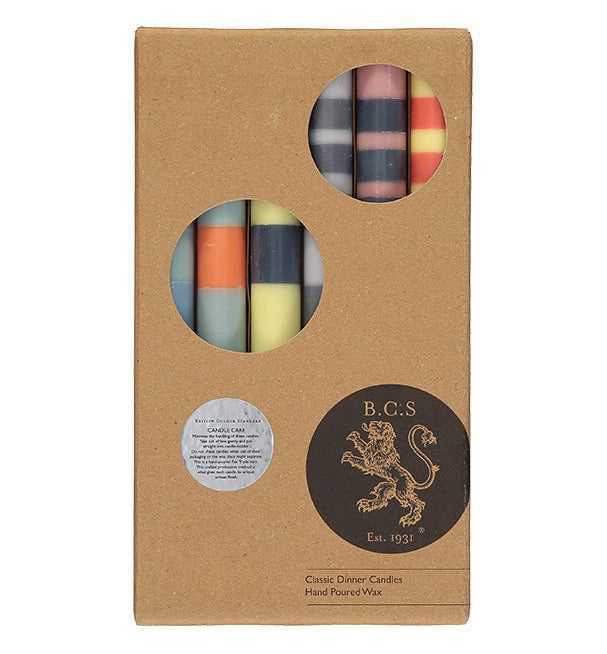 Abstract Striped Mix Pillar Candles # 1 | Box of 6