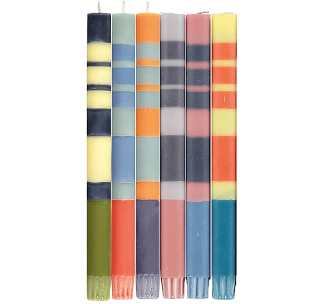 Abstract Striped Mix Pillar Candles # 1 | Box of 6