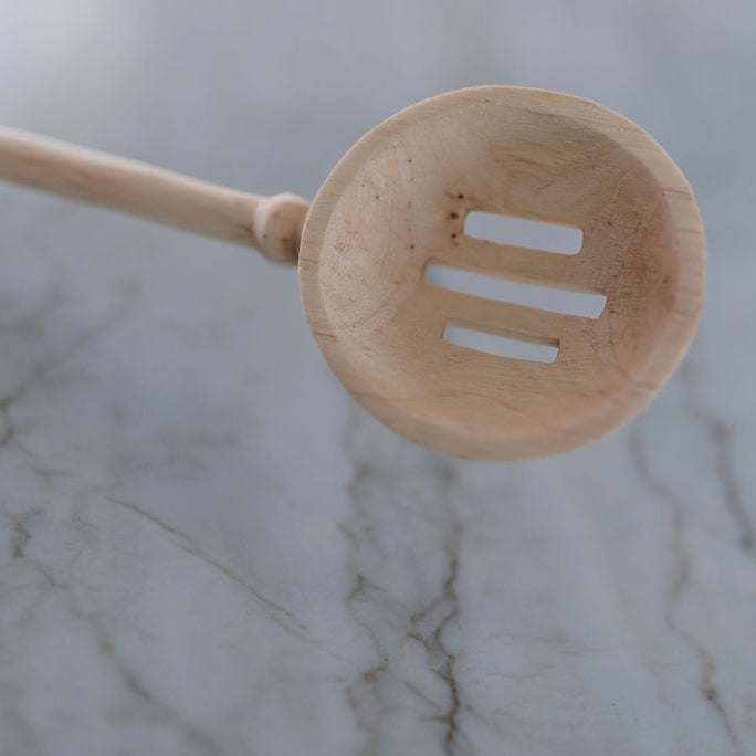 Hand Carved Wooden Slotted Spoon