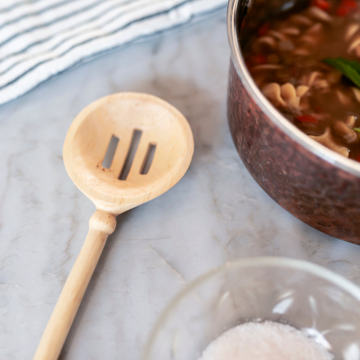 Hand Carved Wooden Slotted Spoon