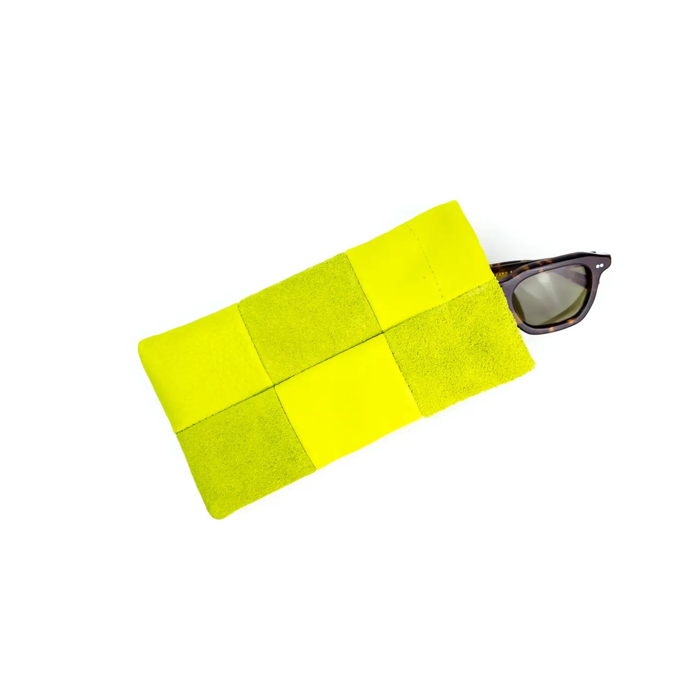 Chartreuse Check Leather | Sunglasses Case