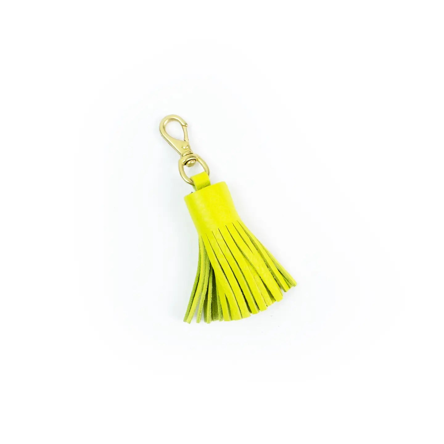 Chartreuse Leather Tassel Keychain