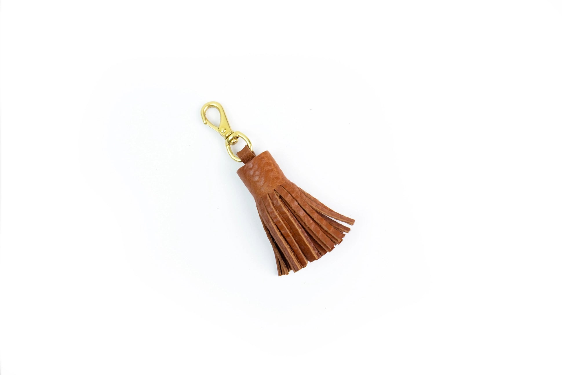 Cognac Leather Tassel Keychain