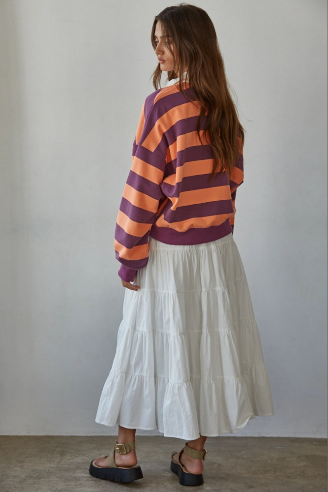 Striped Rugby Shirt | Coral + Purple