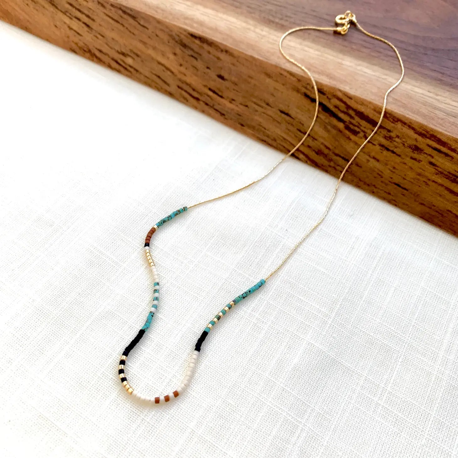 Desert Turquoise Seed Bead Necklace