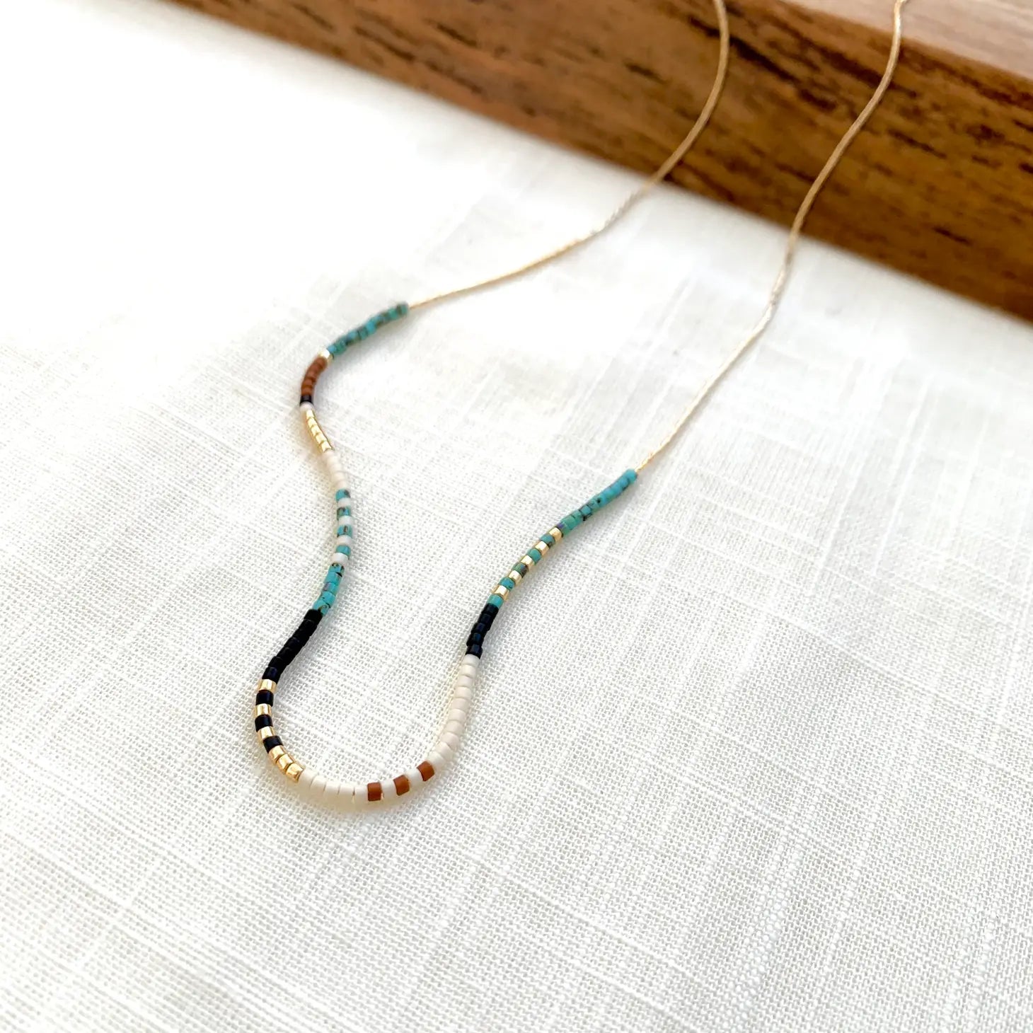 Desert Turquoise Seed Bead Necklace