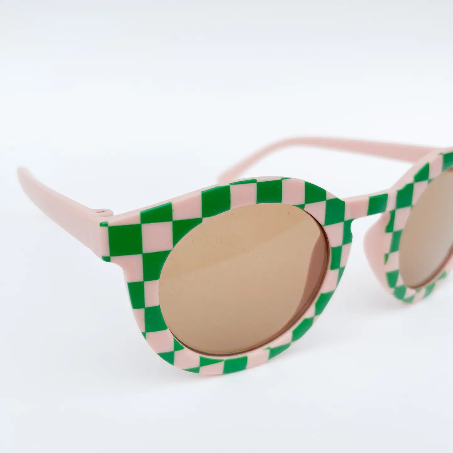 Kid's Checkered Sunglasses | Blush + Green