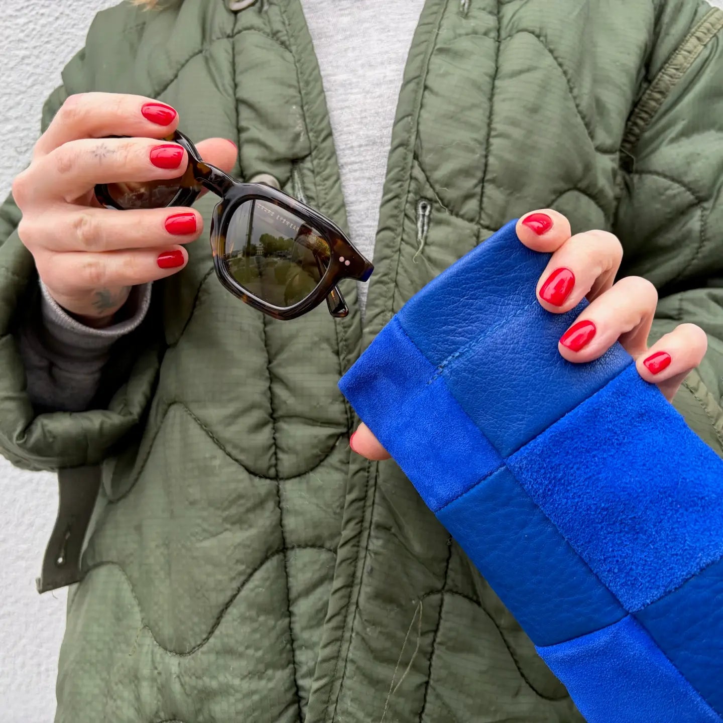 Lapis Check Leather | Sunglasses Case