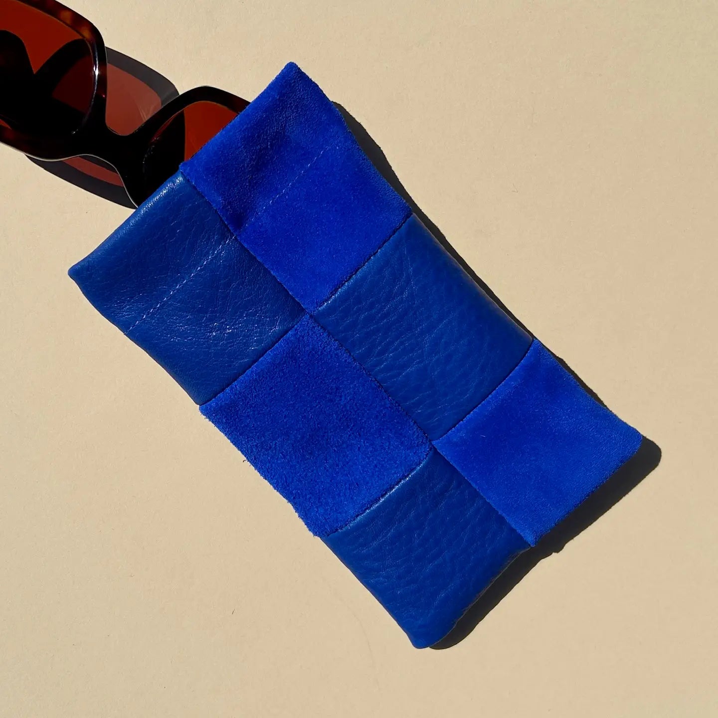 Lapis Check Leather | Sunglasses Case