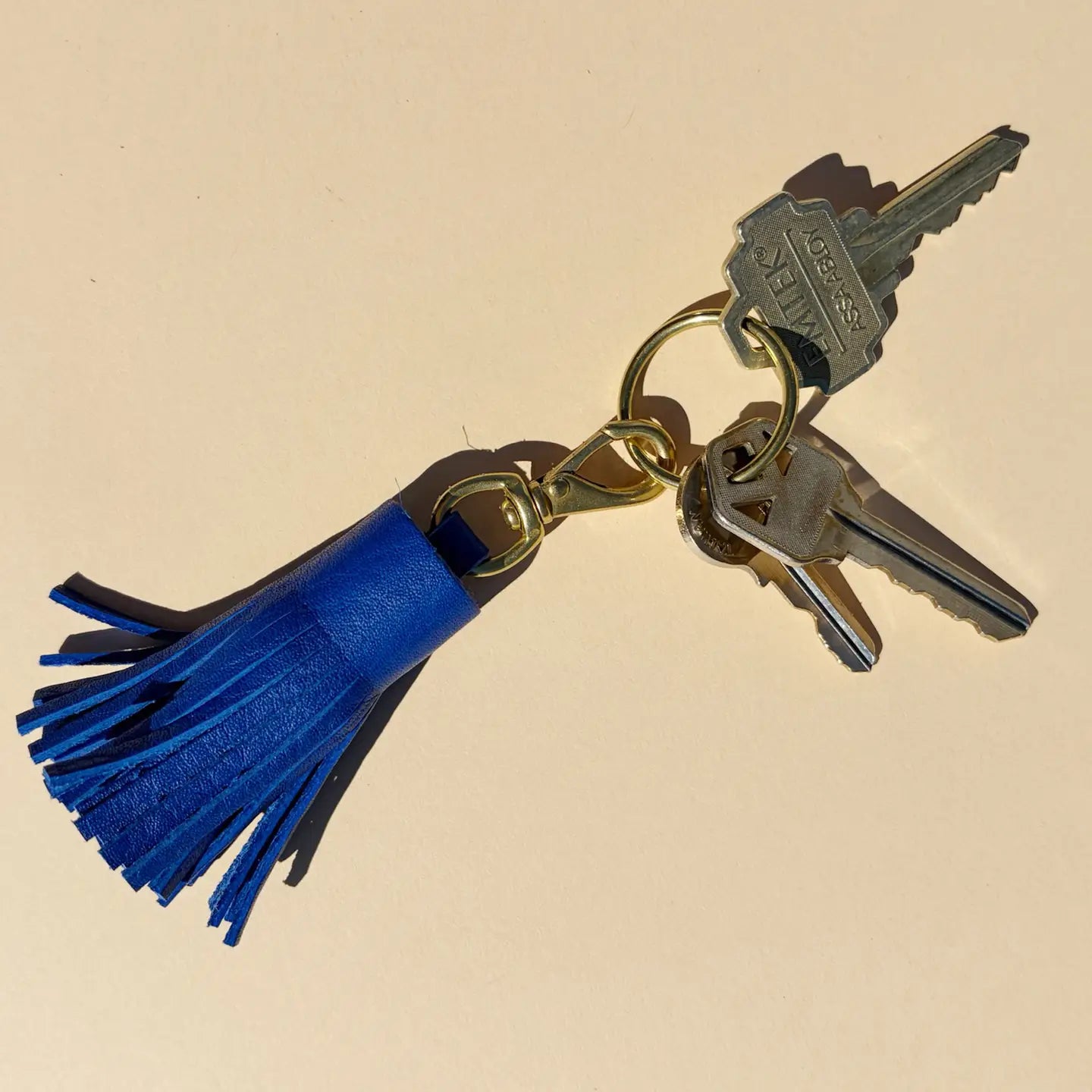 Lapis Leather Tassel Keychain