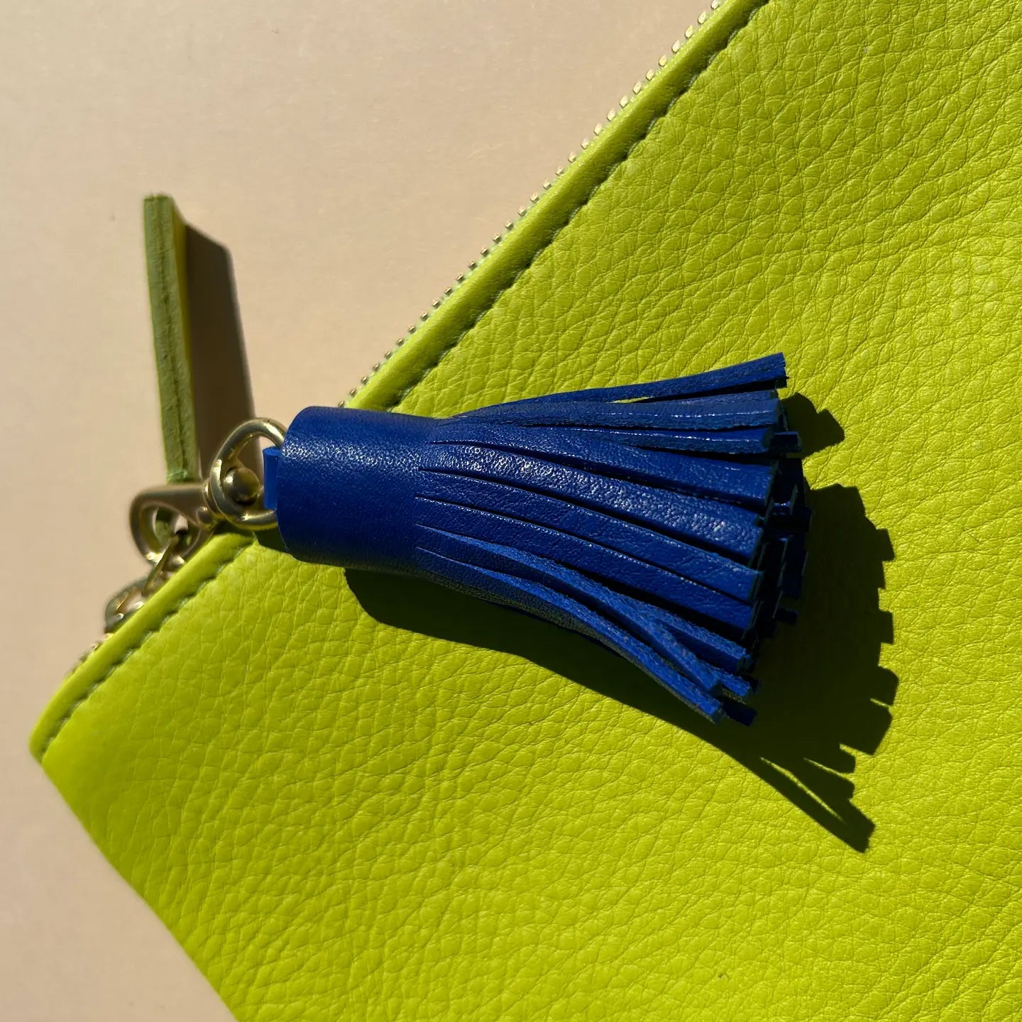 Lapis Leather Tassel Keychain