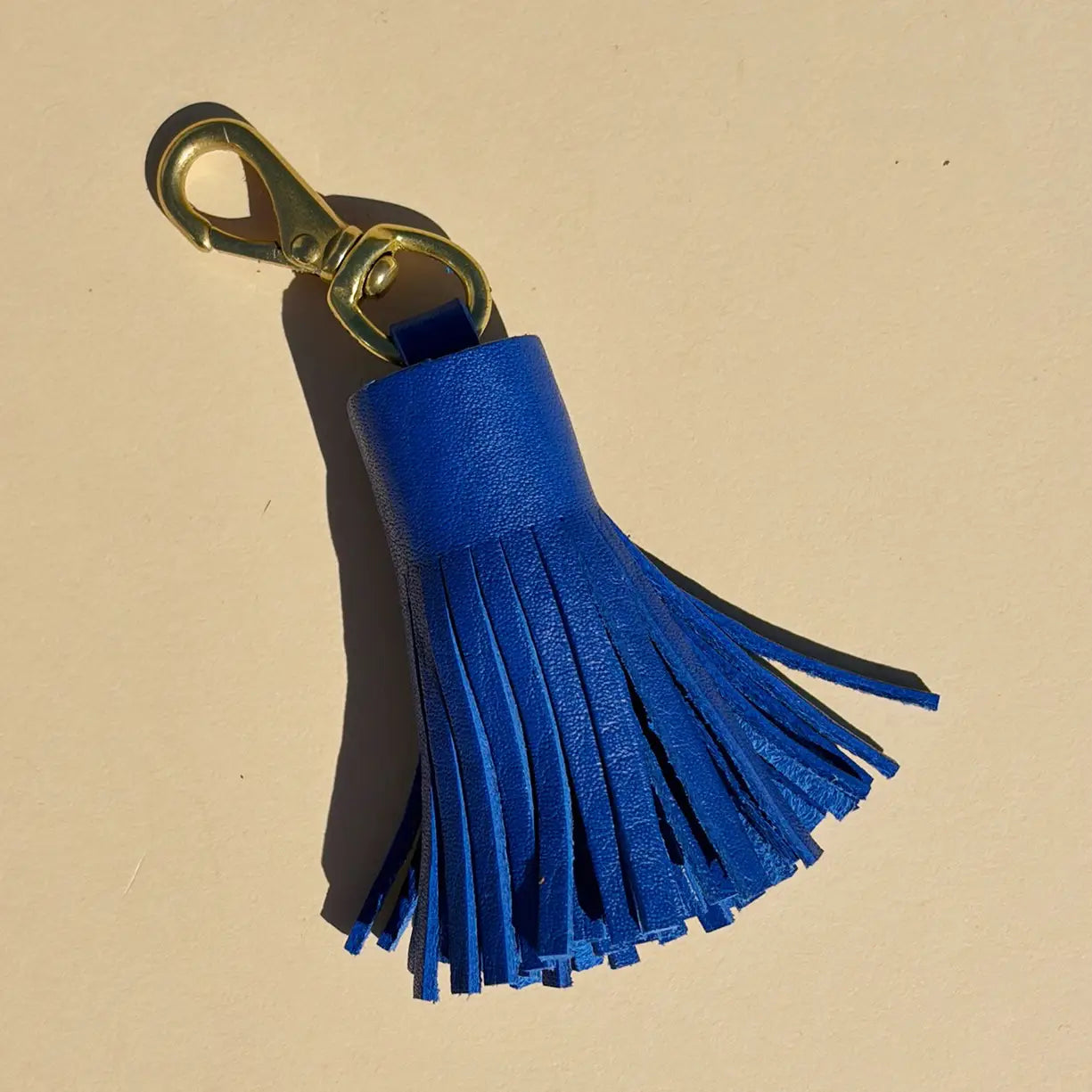 Lapis Leather Tassel Keychain