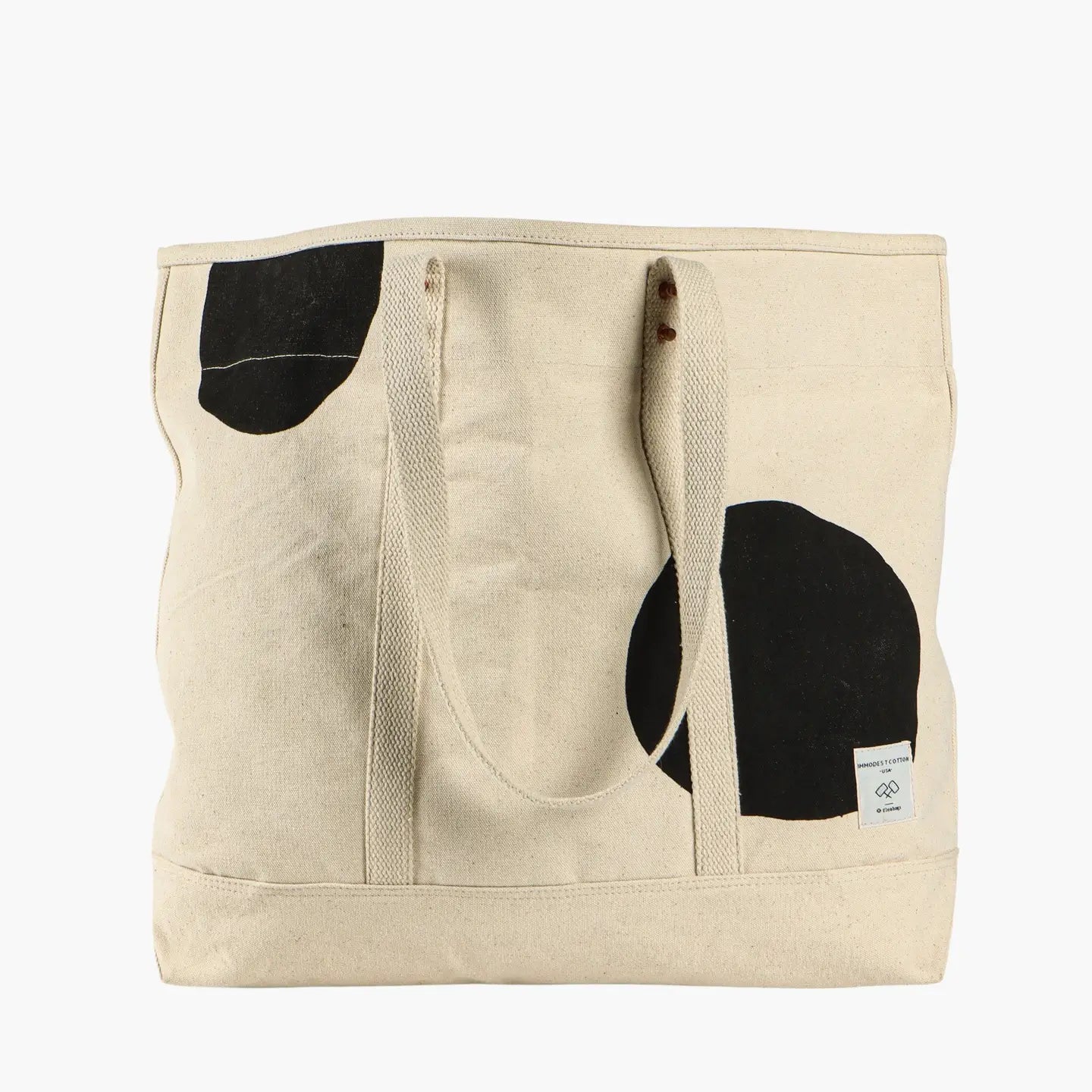 Large East West Tote | Black Polka Dot