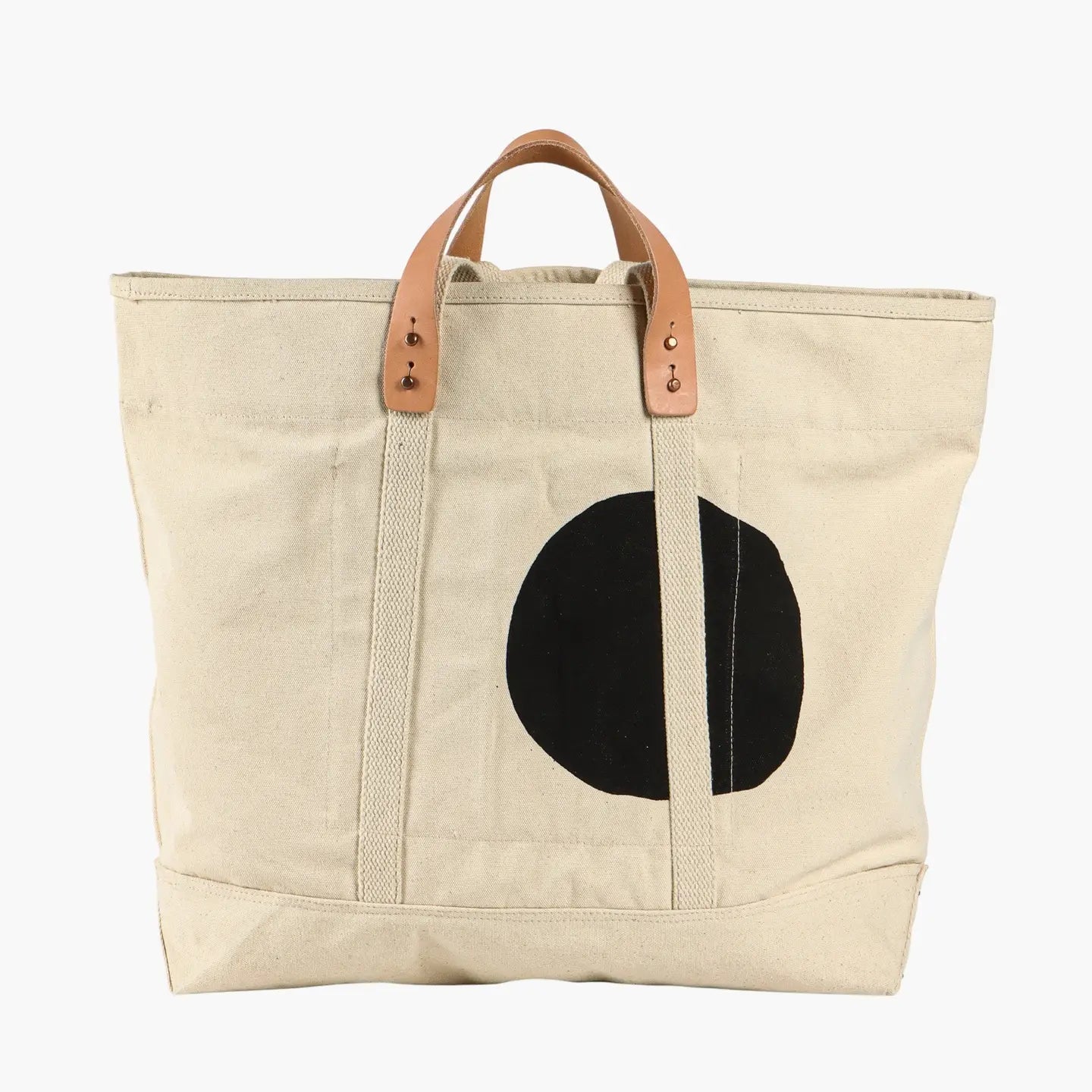 Large East West Tote | Black Polka Dot