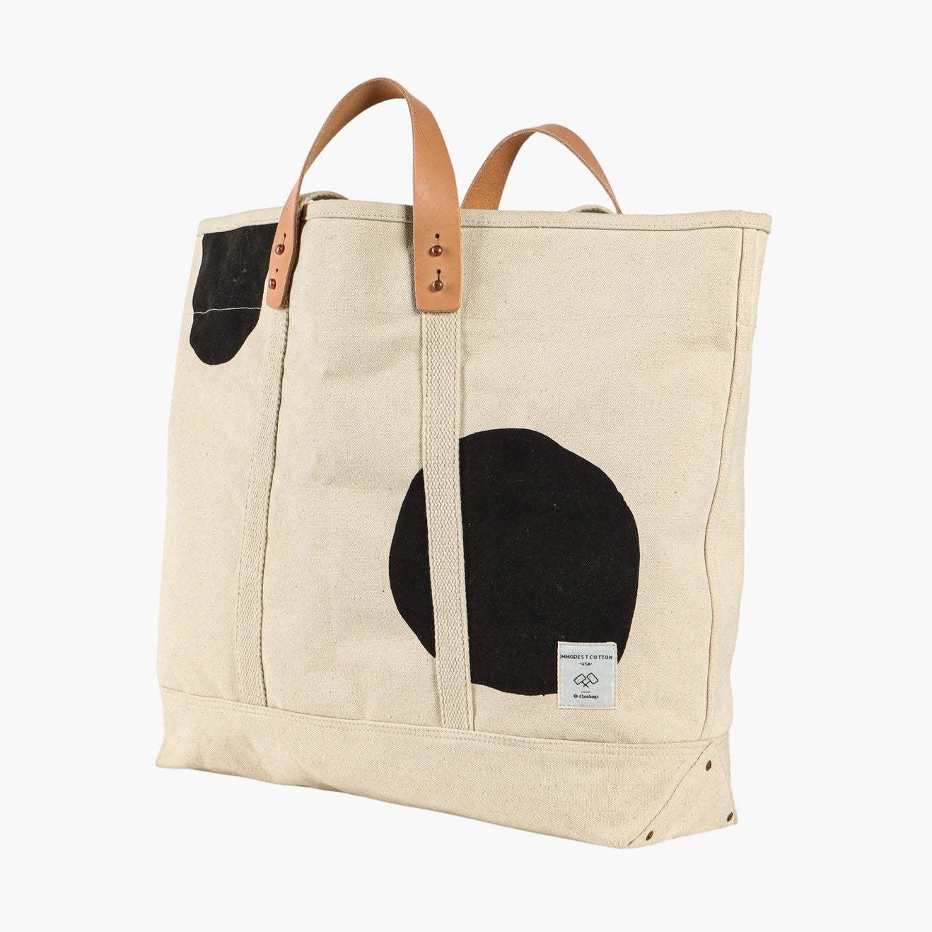 Large East West Tote | Black Polka Dot