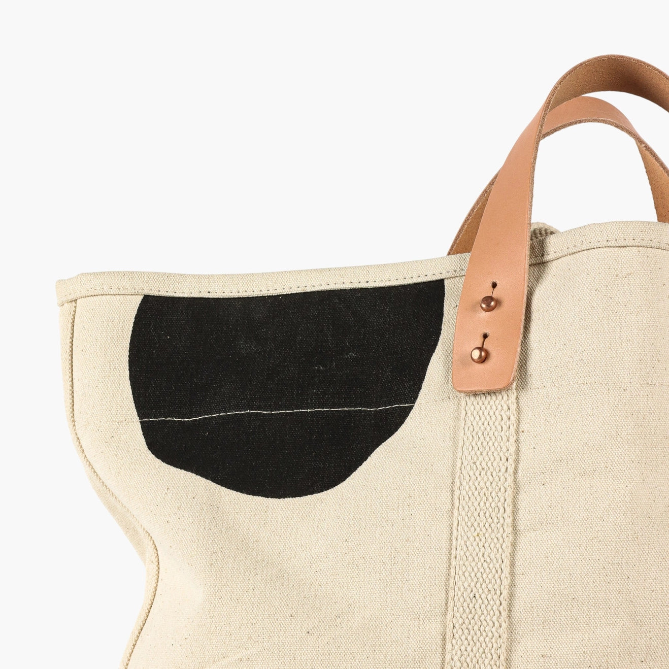Large East West Tote | Black Polka Dot