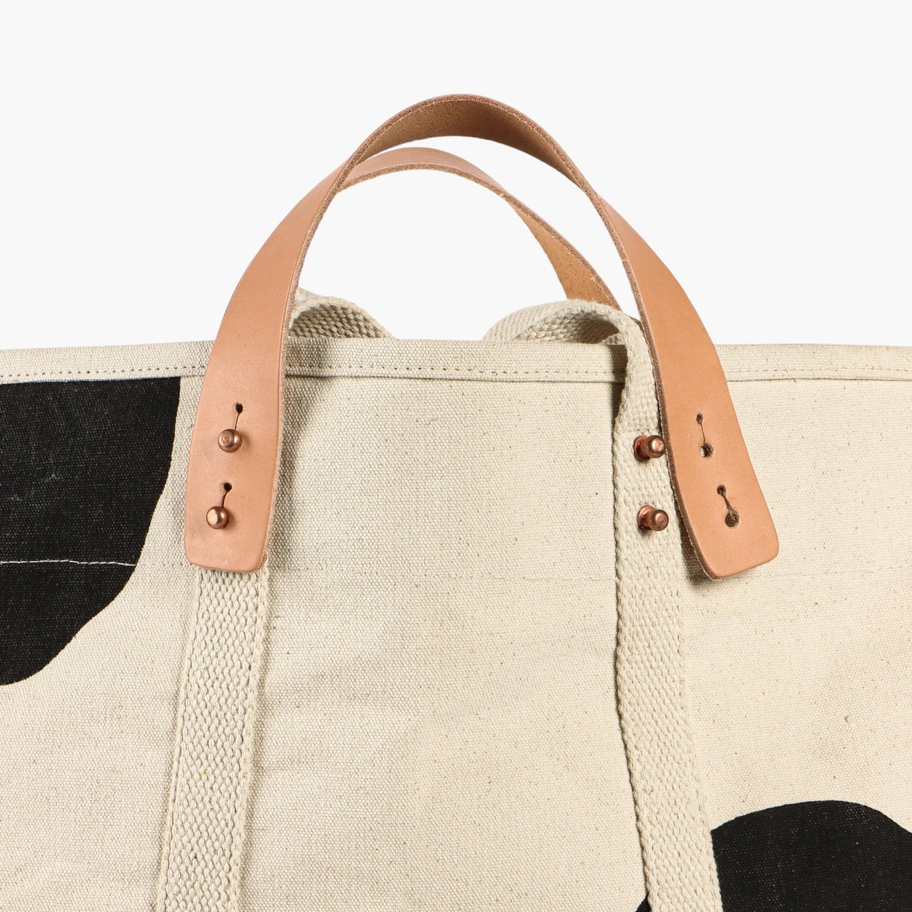 Large East West Tote | Black Polka Dot