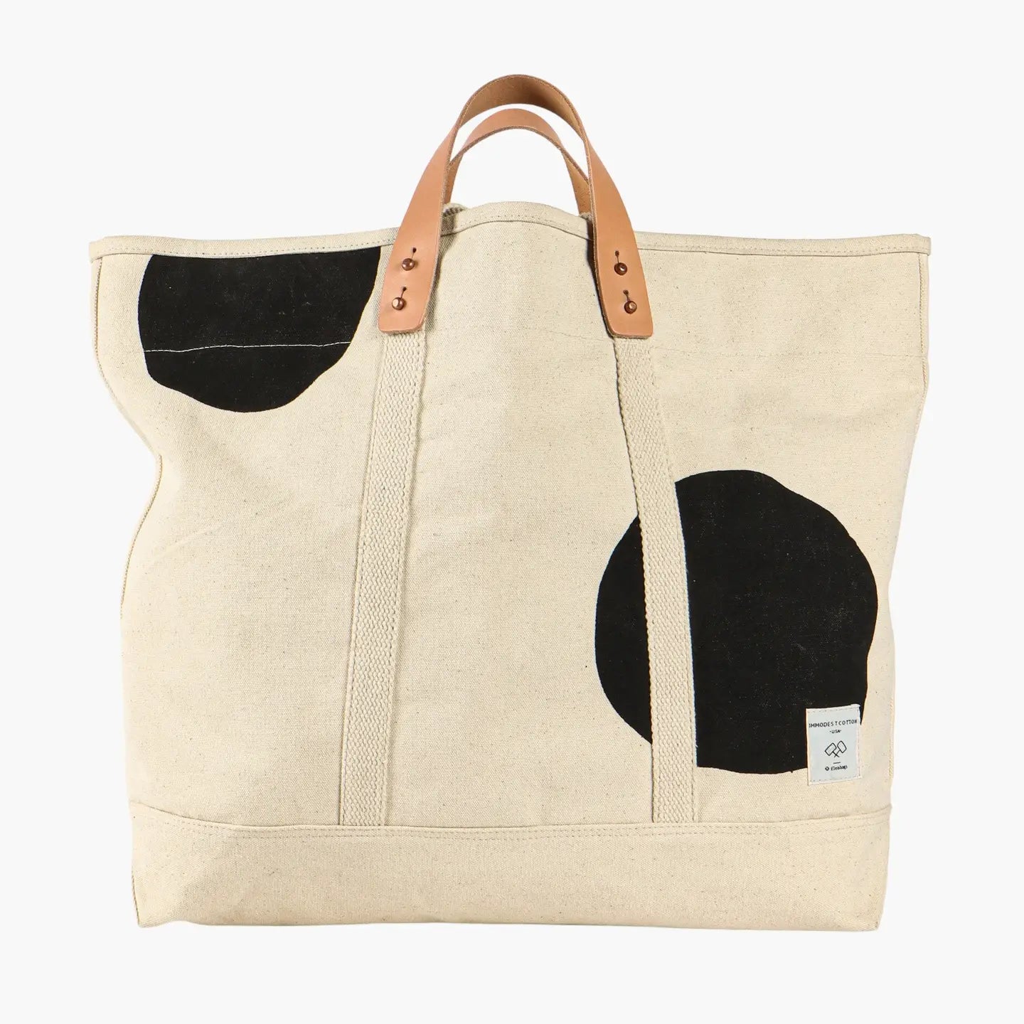 Large East West Tote | Black Polka Dot