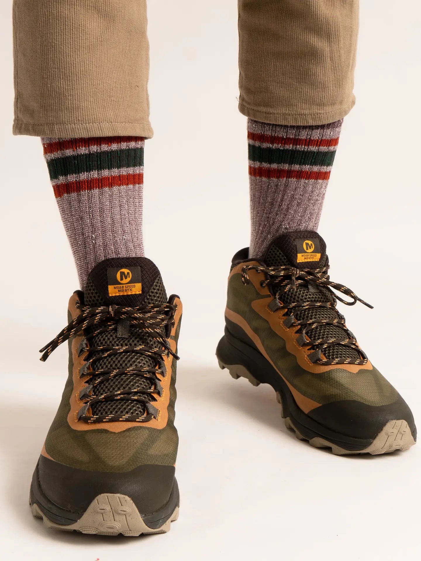 Men's Merino Wool Crew Socks | Maroon + Forest