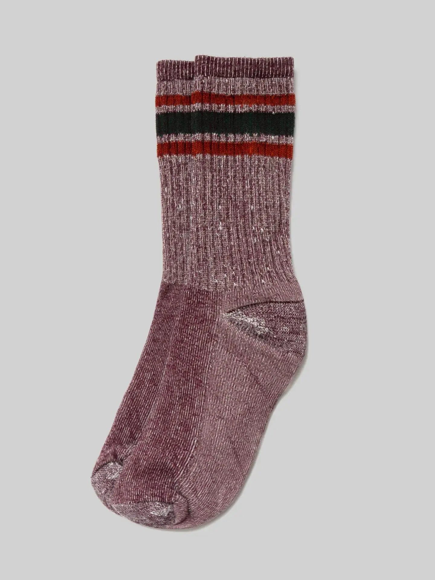 Men's Merino Wool Crew Socks | Maroon + Forest