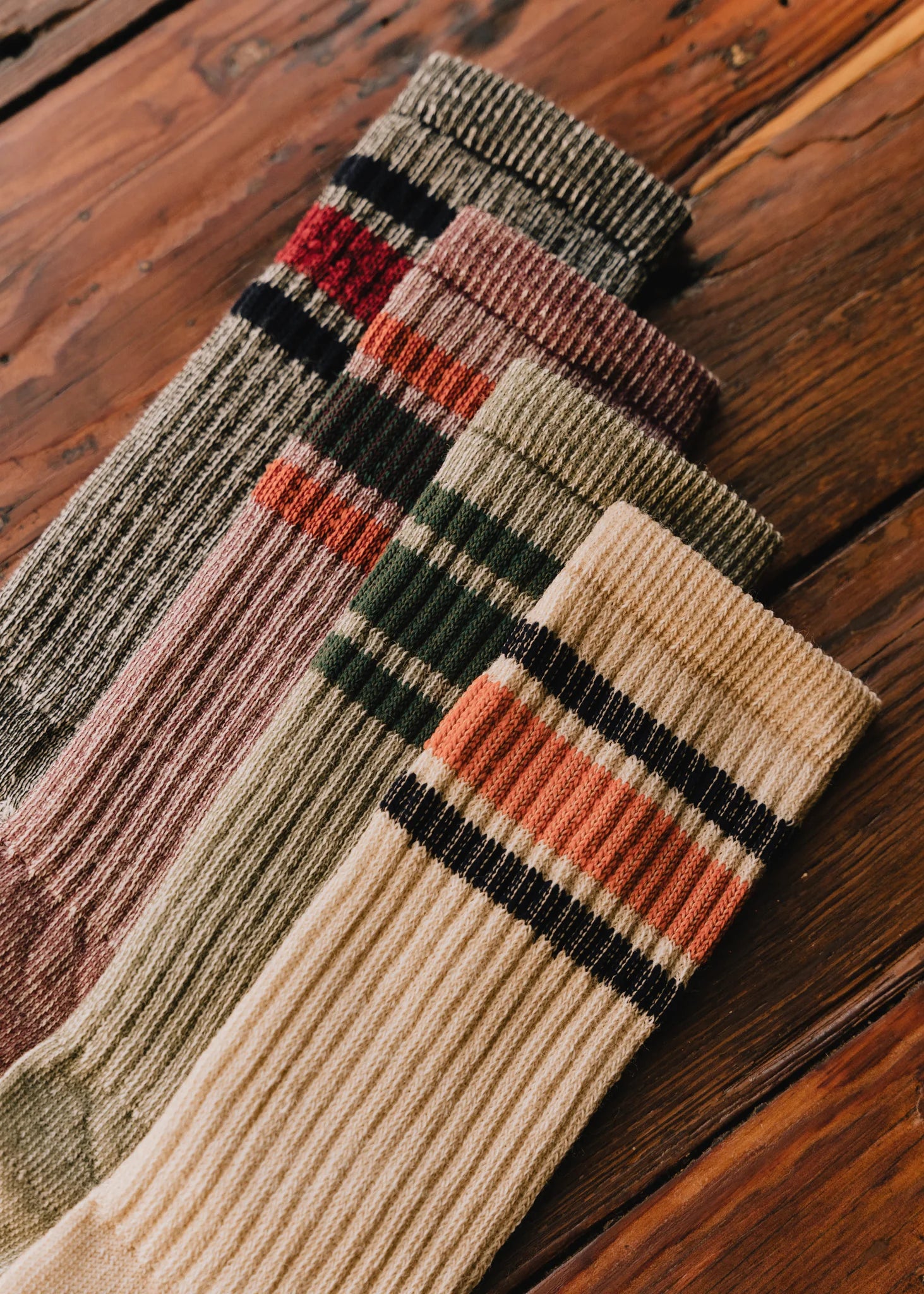 Men's Merino Wool Crew Socks | Navy + Rust