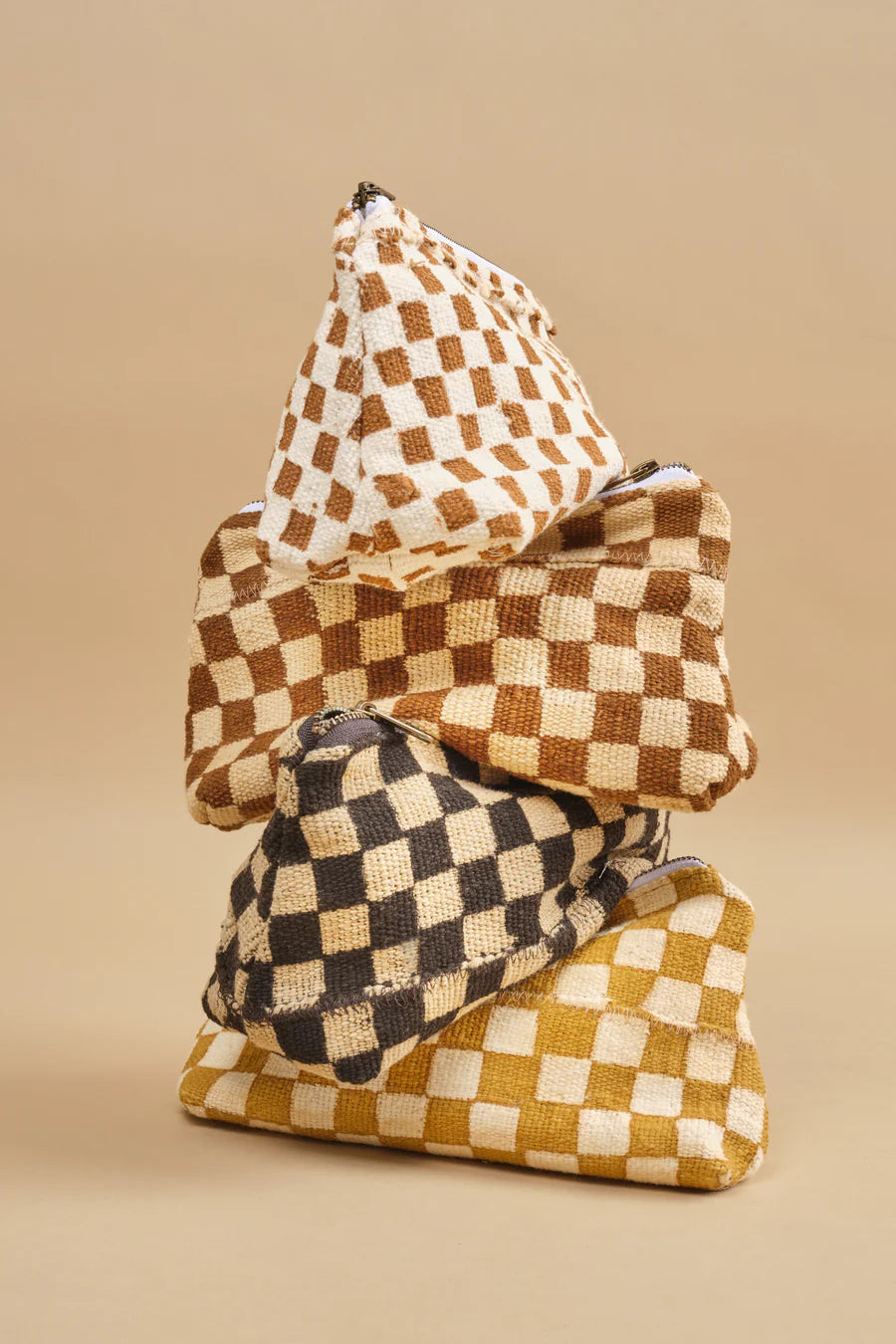 Checkered Cosmetic Bag | Mustard