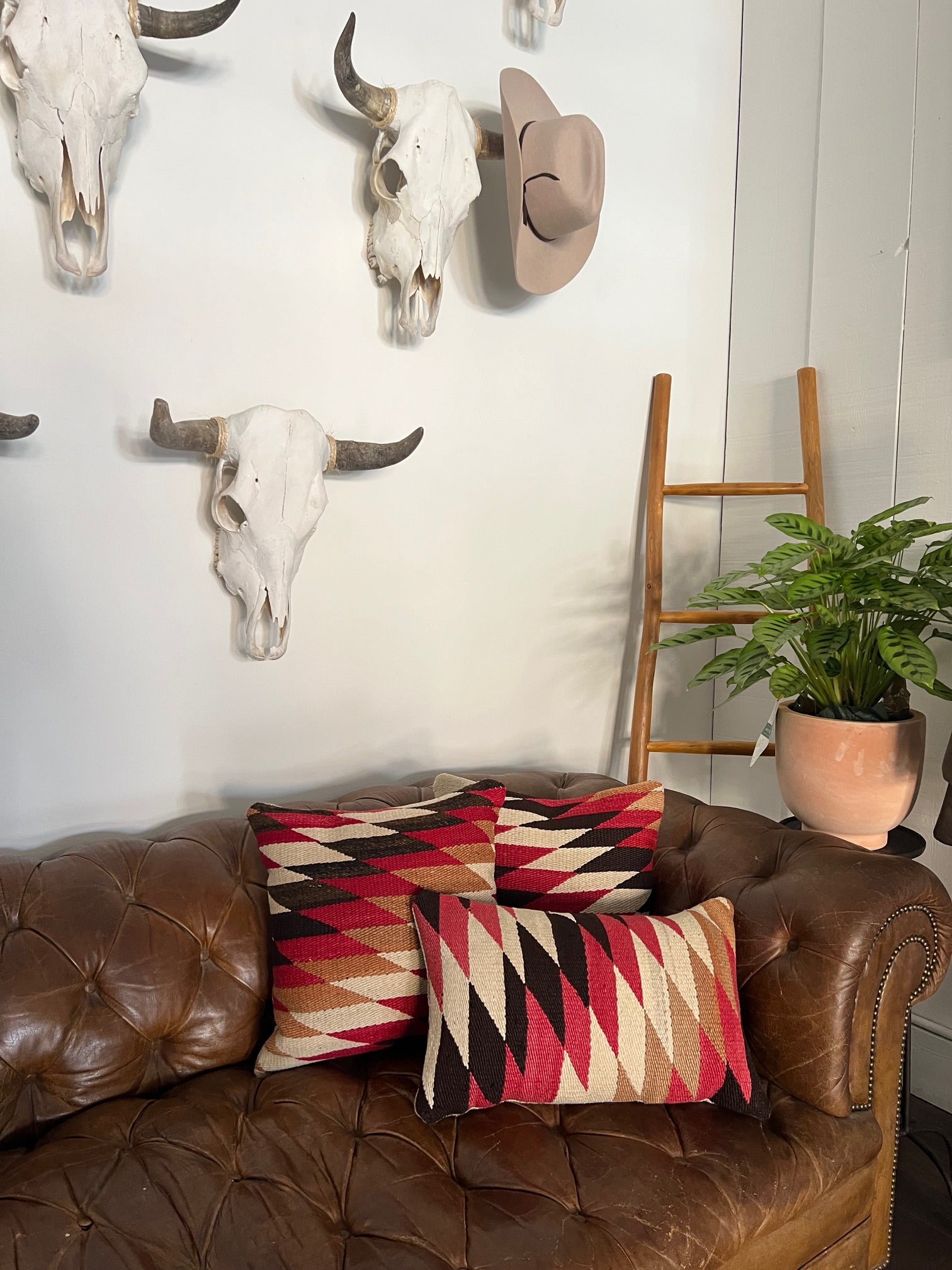 Vintage Navajo Rug Pillow | Lumbar Churro Wool Zigzag