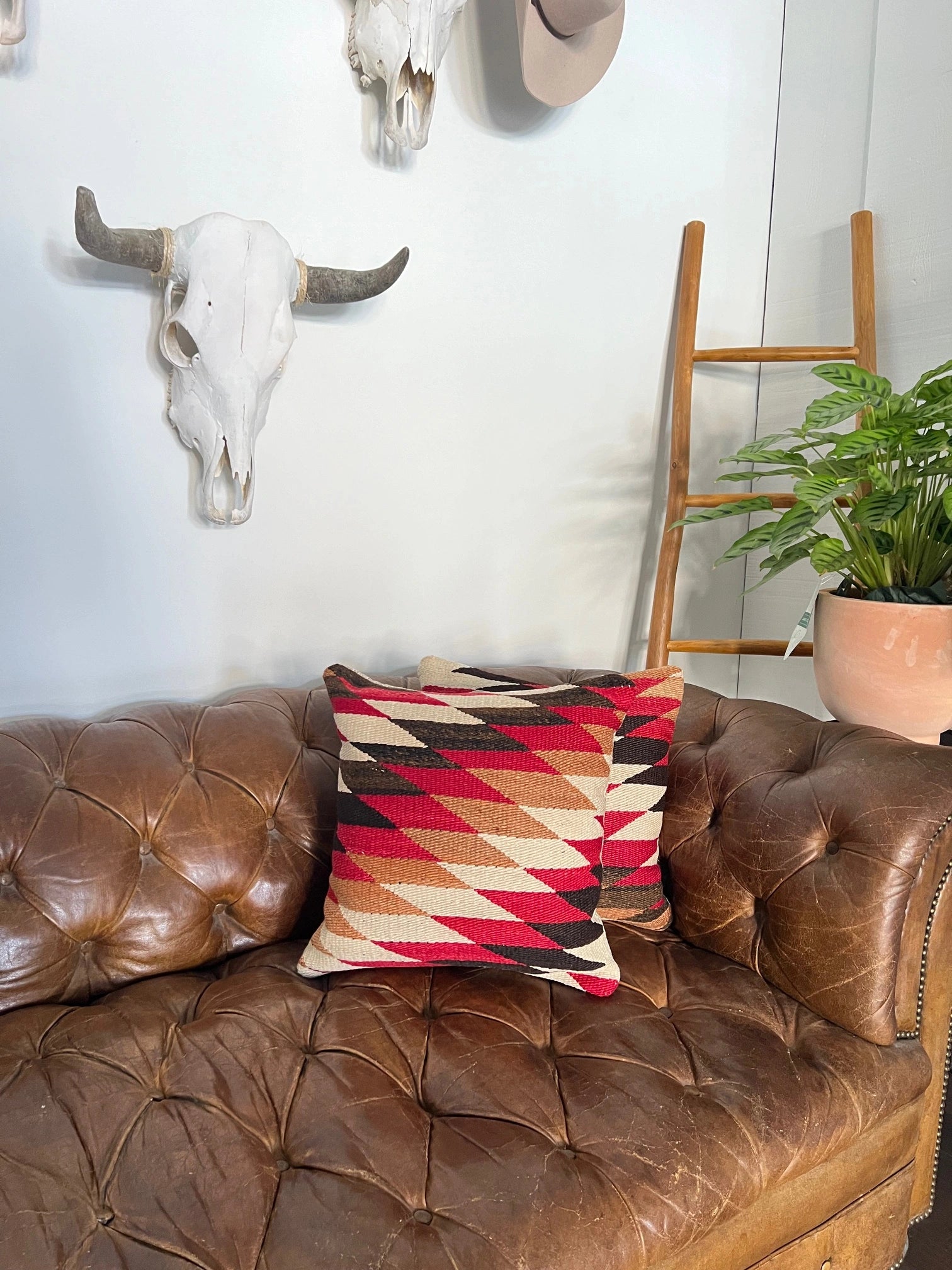 Vintage Navajo Rug Pillow | Churro Wool Zigzag