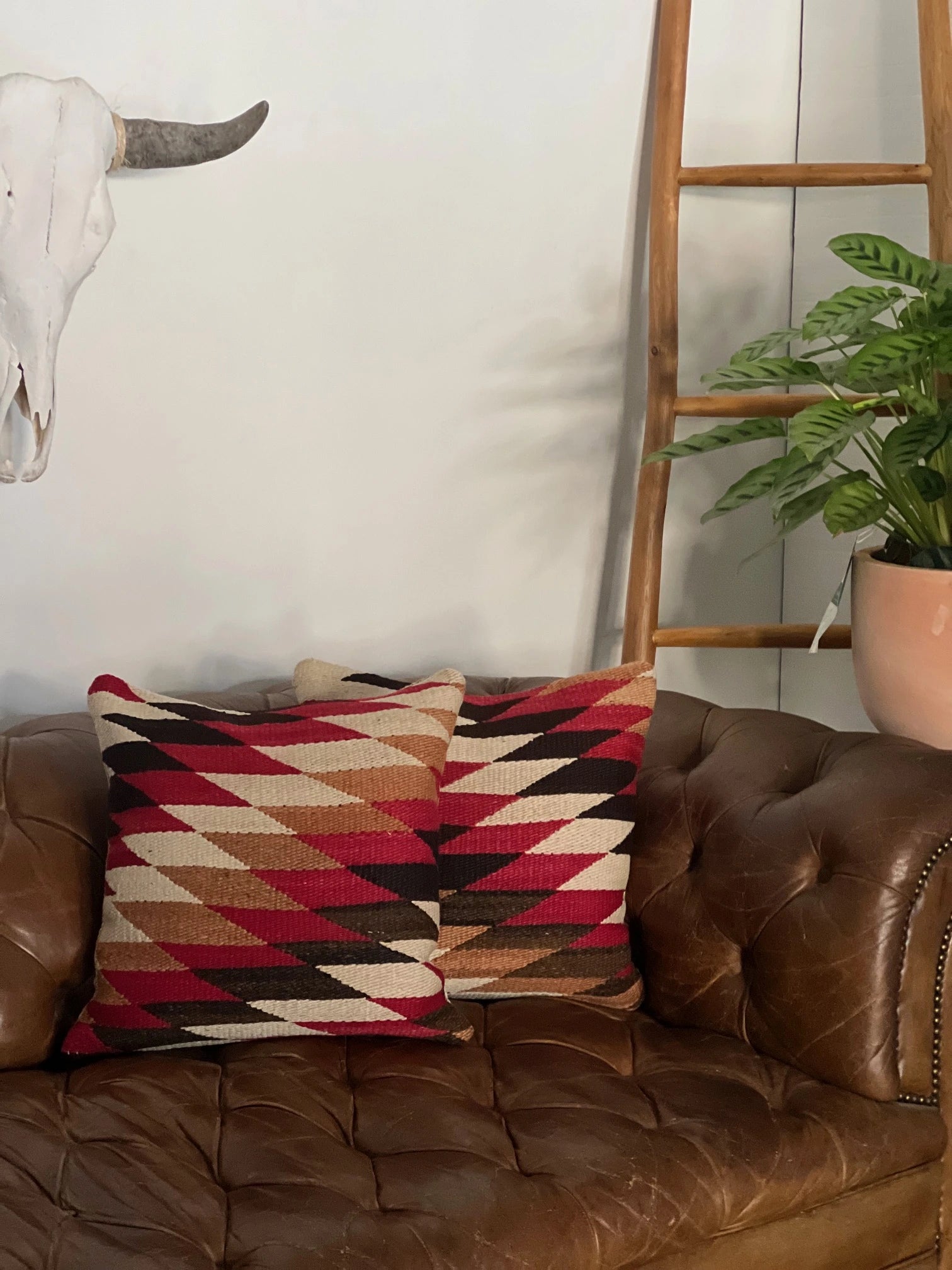 Vintage Navajo Rug Pillow | Churro Wool Zigzag
