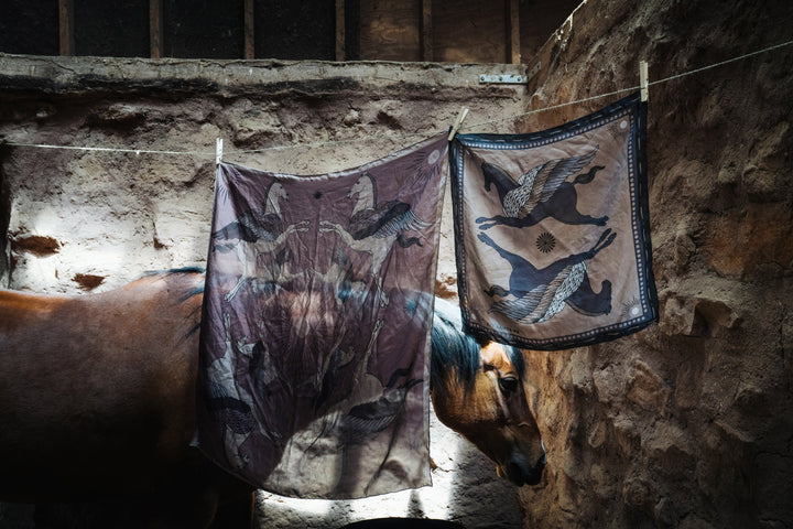 Pegasus Silk Bandana | Black + Sand