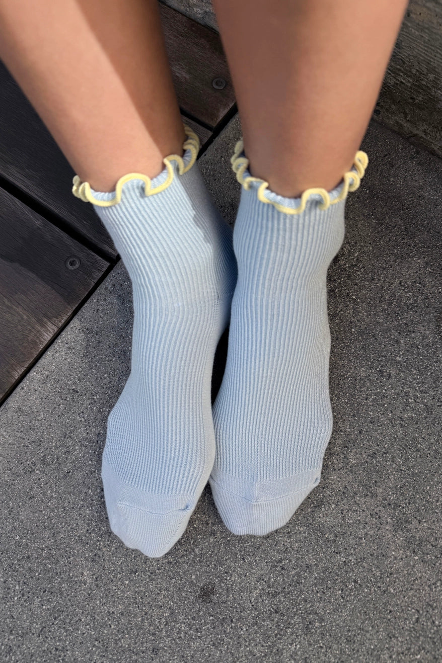 The Petite Ruffled Socks | Baby Blue + Butter