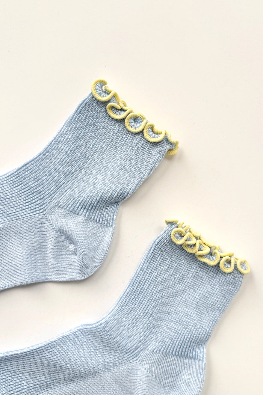 The Petite Ruffled Socks | Baby Blue + Butter