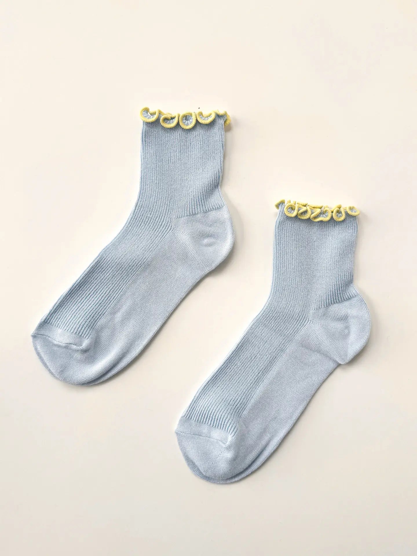 The Petite Ruffled Socks | Baby Blue + Butter