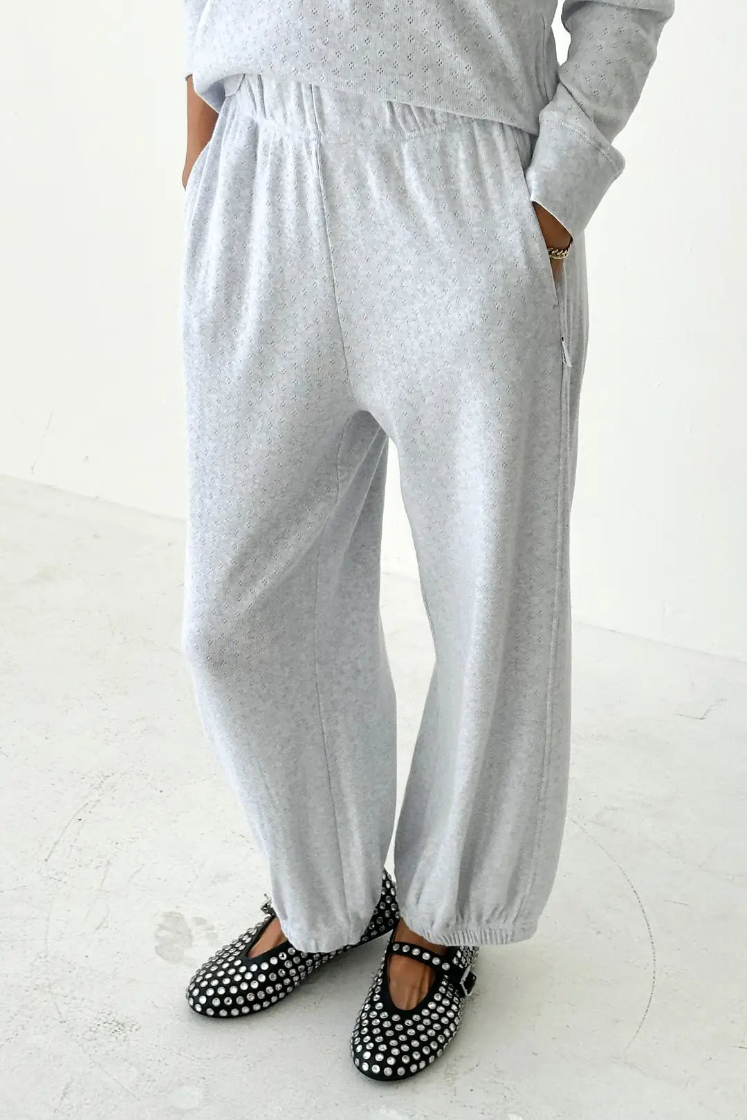 Pointelle Balloon Pants | Icy Grey