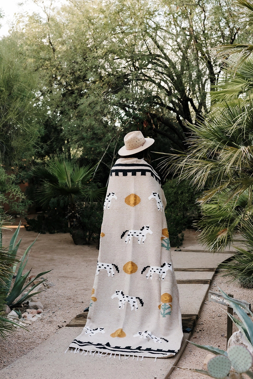 Poppies n' Ponies | Handwoven Blanket