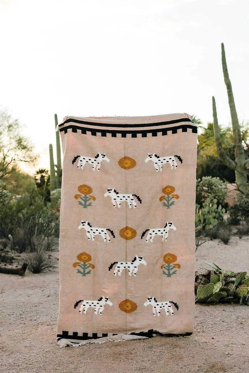 Poppies n' Ponies | Handwoven Blanket
