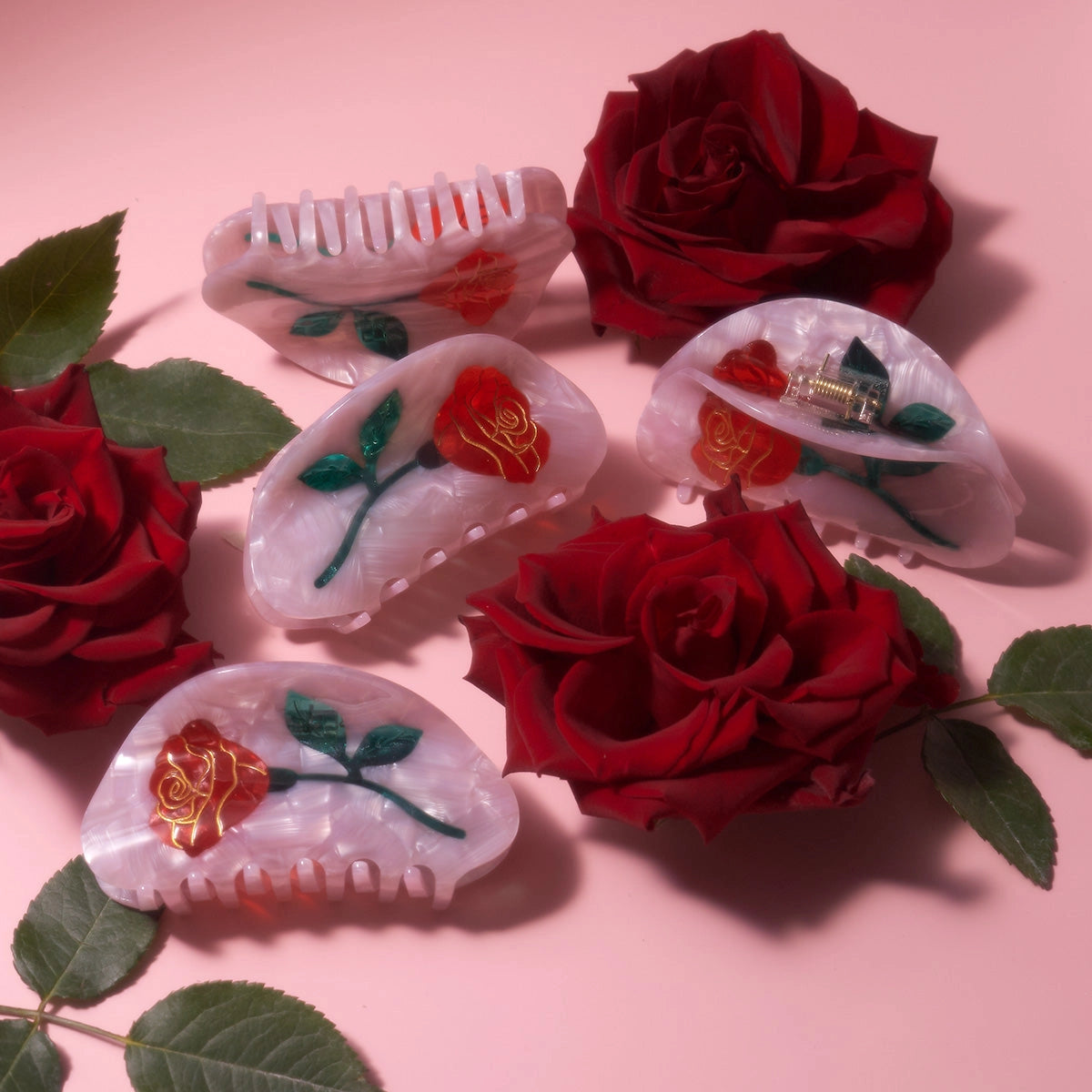 Red Rose Hair Claw