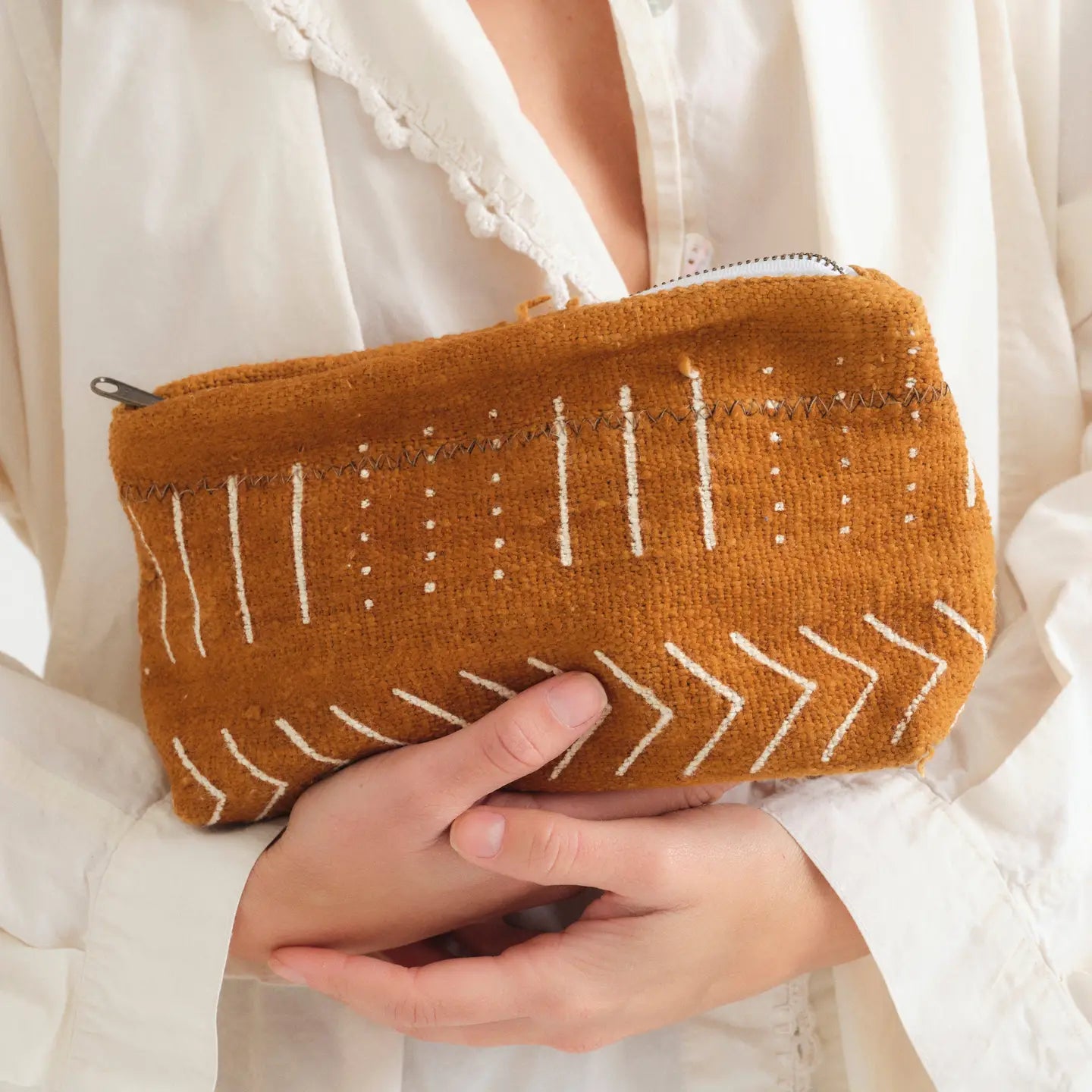 Rust Arrows & Lines Cosmetic Bag