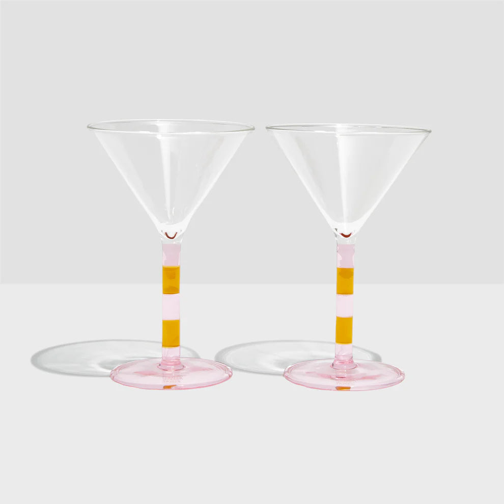 STRIPED MARTINI GLASSES | PINK + AMBER
