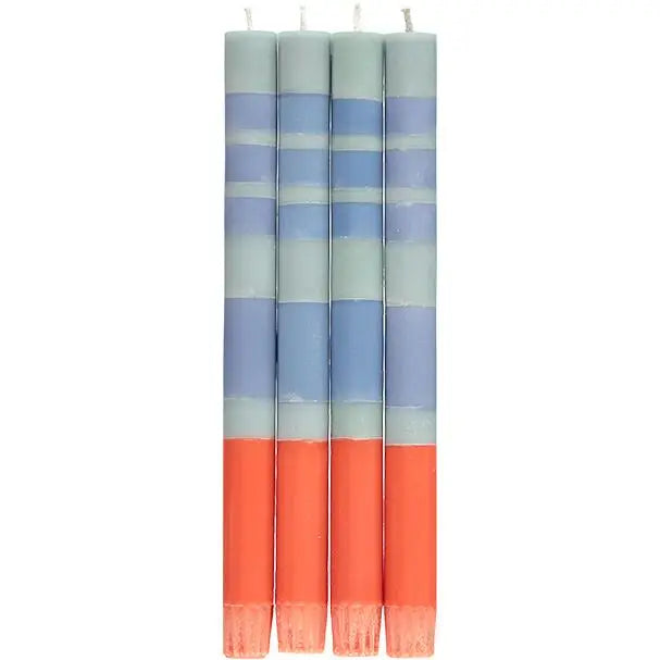 Striped Opaline & Rust Candles | Set of 4