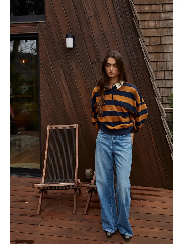 Striped Rugby Shirt | Gold + Navy