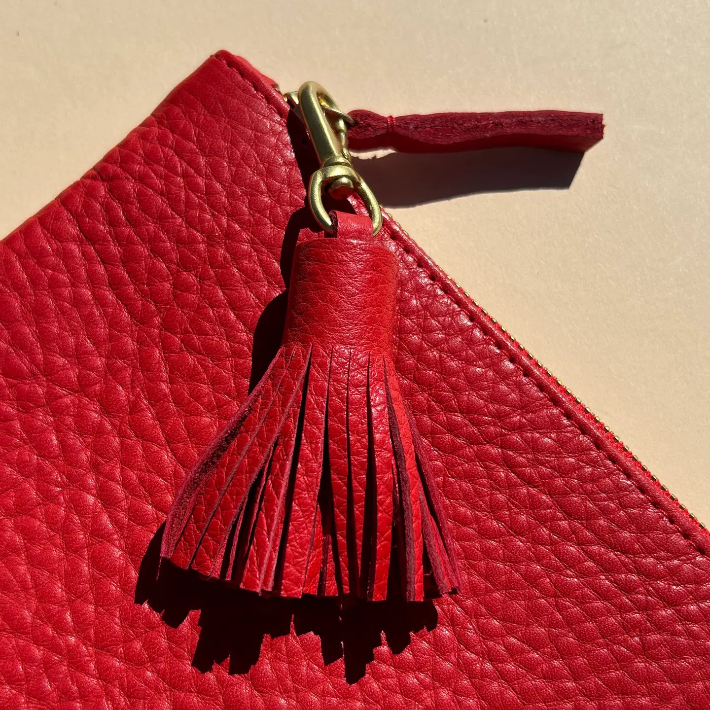 Tomato Leather Tassel Keychain