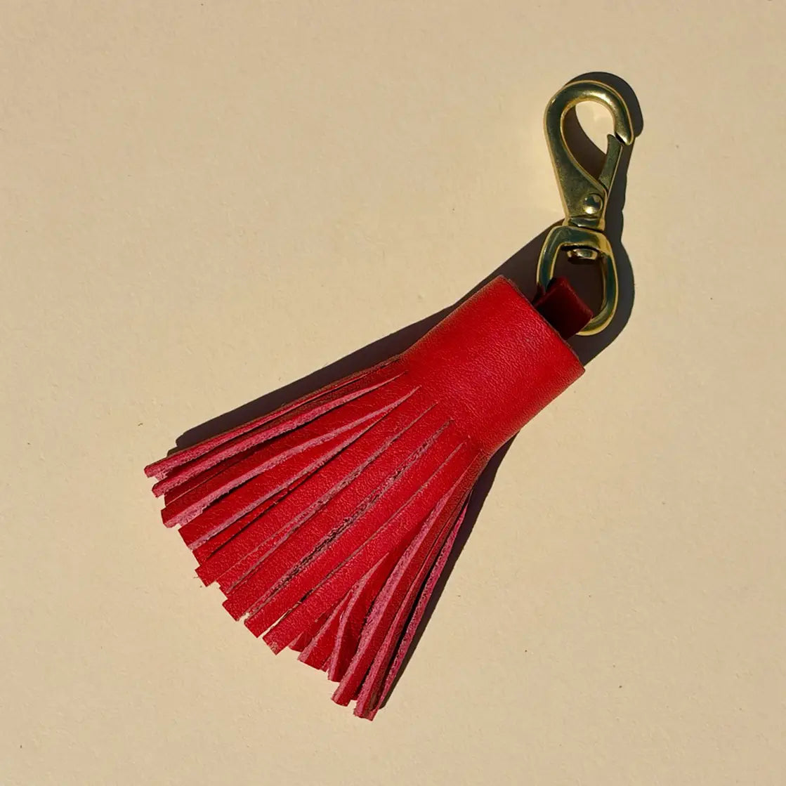 Tomato Leather Tassel Keychain