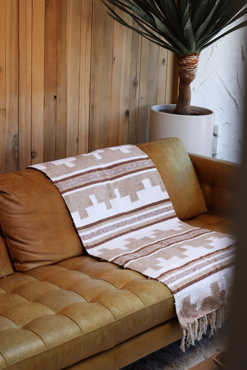 Veil of the Mesa in Sandstone | Handwoven Blanket