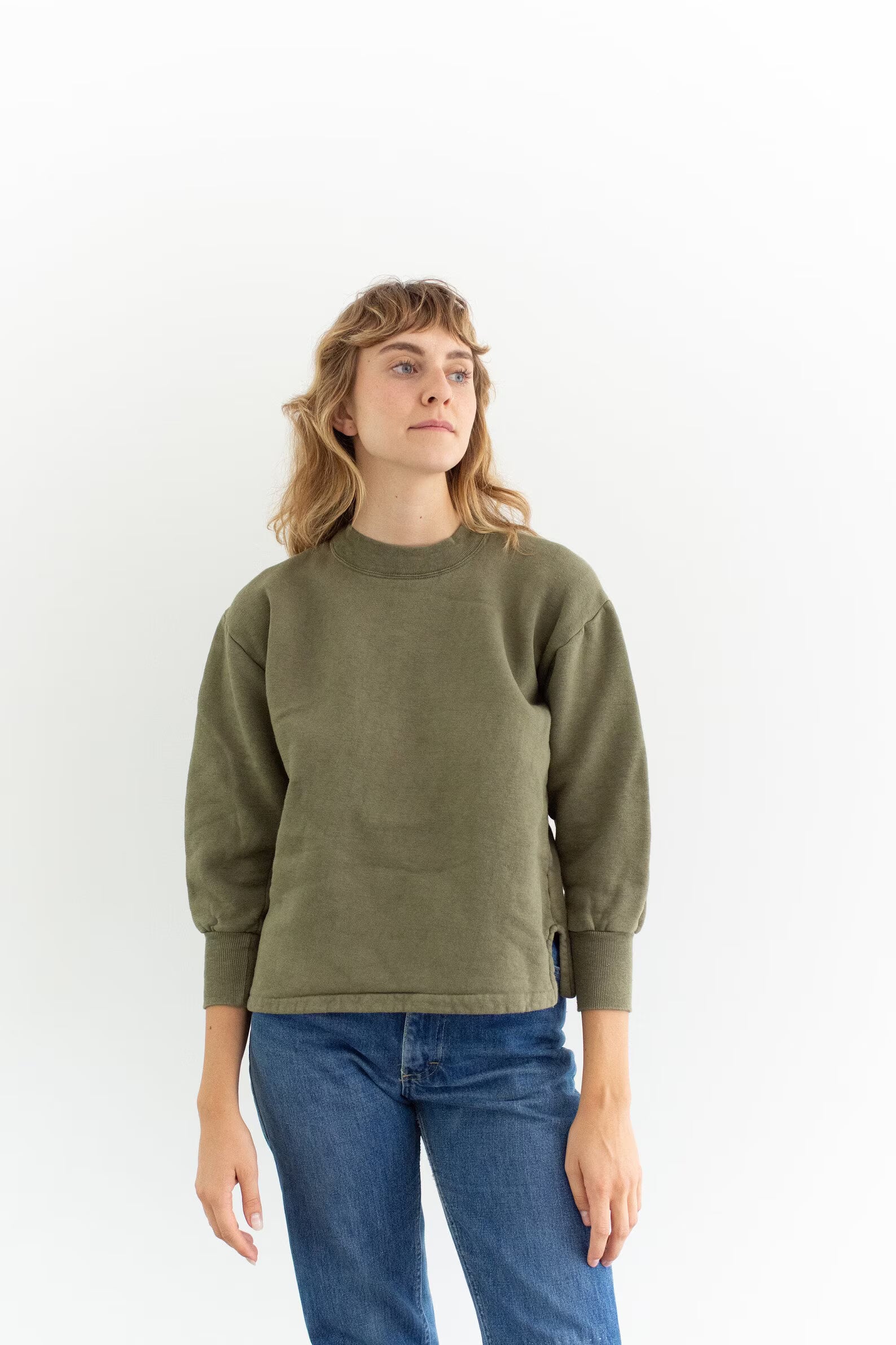 Vintage French Faded Crew Sweatshirt | Olive Green