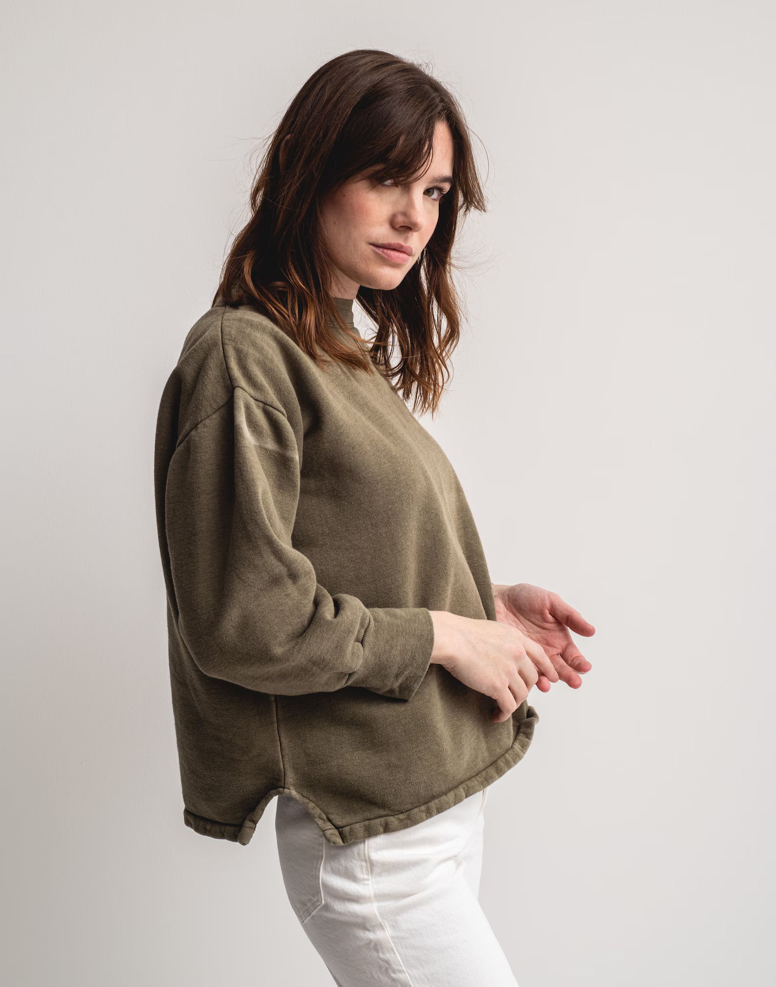 Vintage French Faded Crew Sweatshirt | Olive Green